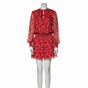 Intermix 100 % Silk Mini Dress Floral pattern red
